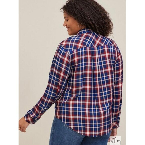 Torrid Size 6 Plaid Flannel Button Up Long Sleeve Shirt - Picture 2 of 8